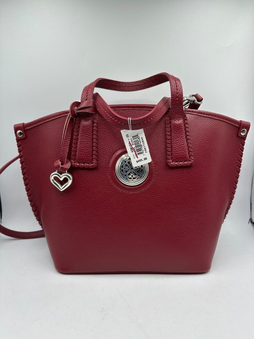 Brighton Ferrara Oriana Small Tote Ruby Red Leather Purse Shoulder Strap NWT